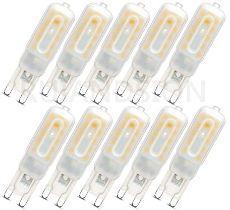 Ruiandsion G9 LED Glühbirne, 220V kein Flackern 5W LED Glühbirnen, Warmweiß G9 Energiesparlampen nicht dimmbar für Beleuchtung Dekoration, Kronleuchter Haus, und mehr (Packung mit 10)