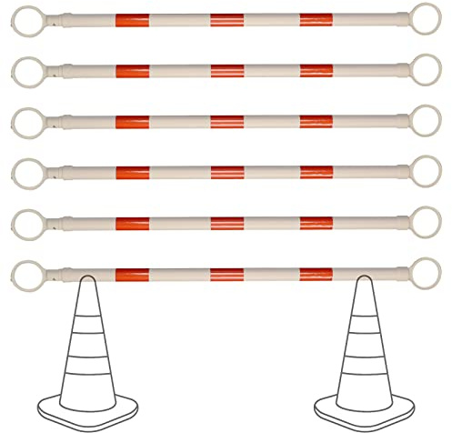 6 Pack Retractable Traffic Cone Bar from 4ft to 7.2ft, Expandable Safety Cone Bars for Parking Lots，Barricade for Road Construction