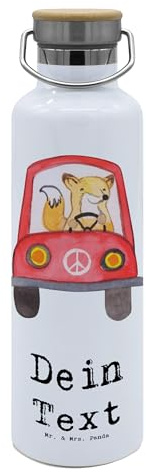 Mr. & Mrs. Panda Personalisierte Sportflasche Fahrlehrer Herz - Geschenke, Lustig, Fahrschule, Trinkflasche Mit Namen, Geschenk, Thermosflasche personalisiert, Spruch, Wasserflasche