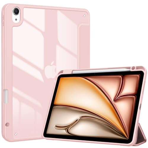 ProCase Hülle für iPad Air 11 Zoll (M4 2026/M3 2025/M2 2024)/ iPad Air 6/5/4 Gen 10,9 Zoll (2022/2020) mit Stifthalter, Case Cover mit transparenter Rückseitenschale Schutzhülle -Rosa