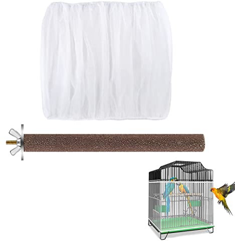 SJBAUTYO Abdeckungen für Vogelkäfige,vogelkäfig schmutzfang,Vogelkäfig Samenfänger,für Käfige mit einem Umfang von 140-220 cm für Rund Quadratisch Käfig,mit 1 Papagei Sitzstangen Spielzeug