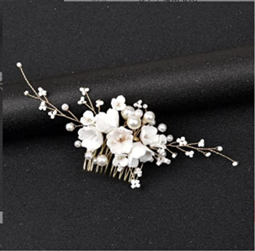 Braut Haarkämme Haarkamm Hochzeit Hochzeit Kopfschmuck Silber Blume Perle Hochzeit Haarkämme Haarschmuck Für Brautkopfschmuck Haarkamm Braut Braut Seitenkamm (Color : Silver, Size : One size)