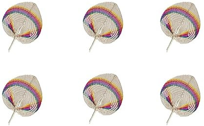 HERSIG - Pack 6 pay pay de colores | Pack 6 abanico pai pai de palma colores 30x30cm