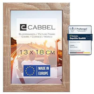 CABBEL Bilderrahmen 13x18 cm, Mokka, stabiles MDF-Holz Rahmen, bruchsicherem Plexi-Glas, zum Aufhängen & Aufstellen, ideal für Fotos/Bilder/Collage