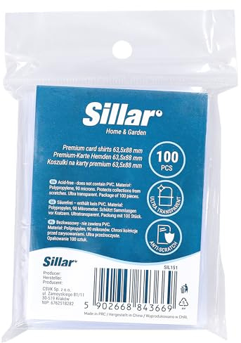 Sillar Premium Transparente Kartenhüllen für alle gängigen, Sammelkartenhüllen, 100 Stück Penny Kartenfolien Kartenhüllen Sleeves - für Sammelkarten, 63,5x88 mm