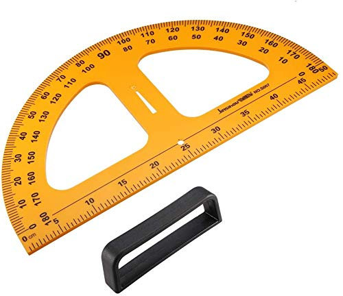 XYWHPGV Strumento di misurazione della geometria Goniometro in plastica Mirino angolare 0-180° Strumento righello di misurazione rotondo da 50 cm con impugnatura(e8707 dd6be 93a5a 6b6c2 785b