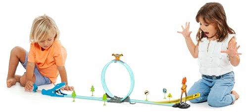 Beast Wheels Schiebe. Autorennbahn mit 360º Looping für Kinder. Modell Dinosaurier Rex und Shark Track. Enthält EIN Auto und 6 Zubehörteile. (Shark)