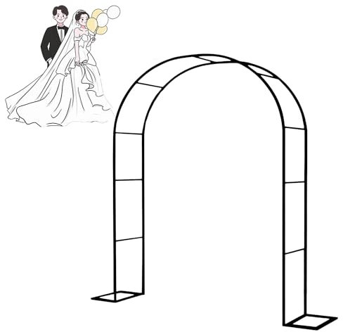 Arco de jardín para bodas, Arco para Enredaderas de metal para plantas trepadoras, enrejado Arco para Rosas para Jardín Exterior 120x200cm 160x220cm 200x230cm 350x220cm(Color:Black,Size:200x230CM/6.6X