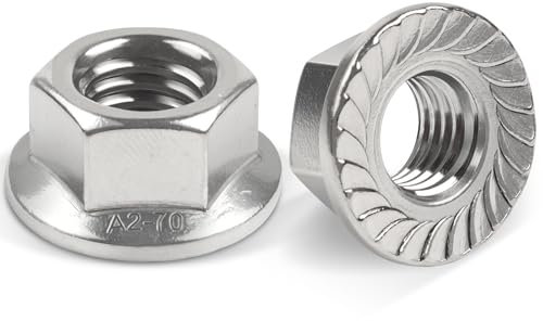 25 dadi a flangia M6, dadi Jeboler M6, in acciaio inox DIN 6923, dadi esagonali con flangia e dentatura di blocco, dadi esagonali dentati per la manutenzione di biciclette, ecc.