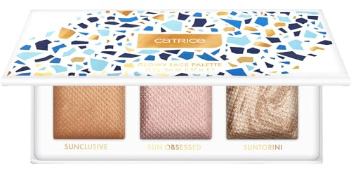 Catrice Summer OBSESSED Glowy Face Palette de surligneurs N° C01 Multicolore 3 couleurs naturelles brillantes Végétalien sans parfum Sans alcool Sans conservateurs 13,5 g