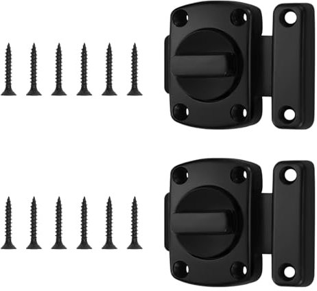 2 Pièces Verrou Loquet Porte Interieure,Durable Petit Loquet Porte Noir,Alliage de Zinc Verrou Porte Chambre Avec Vis,Tournant Petit Verrou de Porte de Sécurité,pour Applicable à Diverses Portes