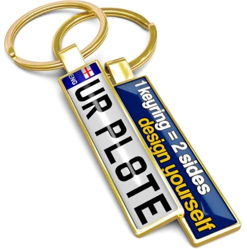 SONZE Personalised 3D Number Plate Keyring with Name, Text, Logo & Photo - Customised Car License Plate Keyrings For Men & Women - Create the Perfect Personalised Keyrings