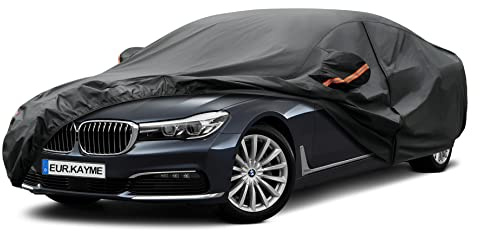 Kayme 7 Schichten Autoabdeckung Wasserdicht Atmungsaktiv, Vollgarage Autoplane für Sonne Staub Schutz, Kompatibel mit Audi A6/A7/A8, CLS, Phaeton Abdeckplane für Limousine (490 bis 530 cm) 3XXL
