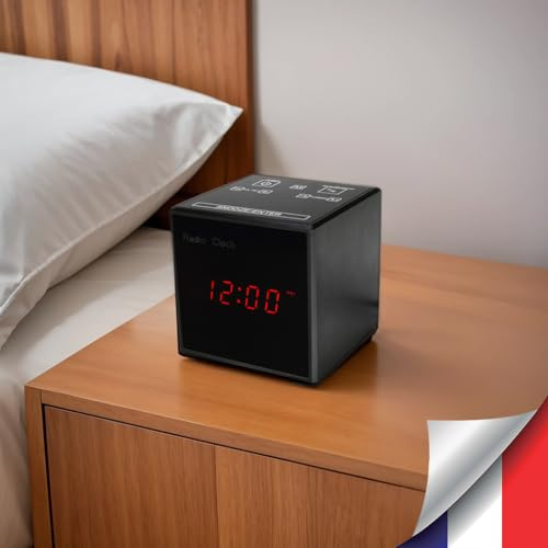 Active Media Concept Horloge Radio réveil Enceinte Bluetooth caméra cachée WiFi UHD 2K Infrarouge Invisible détection de Mouvement avec 128 Go