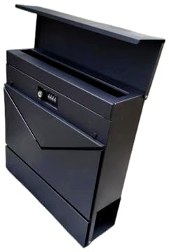 Postkasten,briefkasten mit Zeitungsfach,zeitungsrolle, Wandbriefkasten, Briefkasten Modern,Metallmaterial, Wetterfester, Sicherer Lieferkasten, Geeignet für Zuhause, Büro, Außenbereich(Chrome)