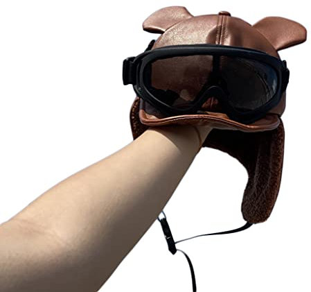 Zkydhbd Mütze, Kinder-Trapper-Mütze, warm, mit Ohrenklappen, Fliegermütze mit Brille, Dekorationen für Kinder, ziegelrot, 41