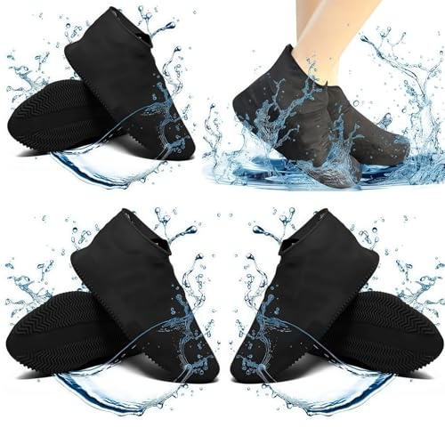 3Paia Nero Copriscarpe Impermeabili Riutilizzabile Copri Scarpe per Pioggia Copriscarpe Pioggia Gomma Antiscivolo Copriscarpe Antipioggia Moto Copriscarpe Impermeabili （Per taglie di scarpe 38-46）