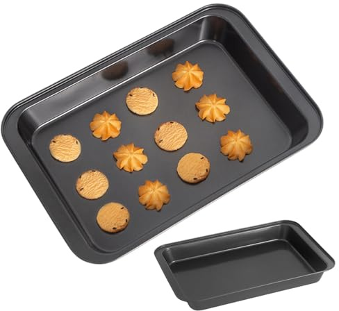 Backblech Klein Classic - Backform Rechteckig 31 × 21.7 × 5 cm, Backblech tief hoher Rand, mit antihaftbeschichtet, Kuchenbackform, Backform aus Karbonstahl für Backen und Grillen