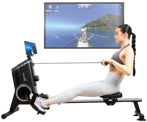 Skandika Oxford Pro máquina de Remo | Sistema de Freno magnético, Bluetooth, máquina de Remo de Interior con App, 8 Niveles de Resistencia, hasta 120 kg | máquina de Remo para en casa