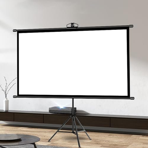 SXKJQER Beamer Leinwand Mit Stativ，Projektor Bildschirm Standfuß Ideal Für Heimkino Tagungsraum Hochzeiten，Beamer Leinwand Für Wandmontage, Filmnacht, Videoleinwand Für Büro Schulen(16:9,72)
