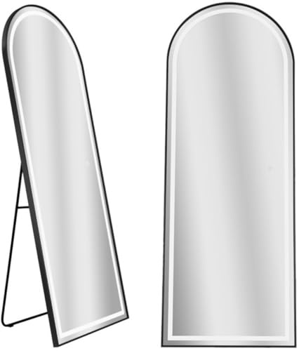 SensaHome LED-Ganzkörperspiegel – Minimalistischer Design-Wandspiegel mit Beleuchtung – Standspiegel mit Metallkante – Schwarz – 160 x 60 x 4 cm