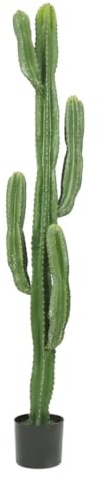 Ligne Déco - Cactus Artificiel 155cm | Plante Artificielle Haut de Gamme Pot Plastique Noir Intérieur Imitation Terre | Decoration Maison Élégante et Réaliste | Fausse Plante Cactus Interieur Chic