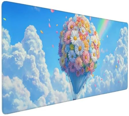 Tapis de Souris Couleur Fleur Tapis de Souris XXL 1400x600x3mm, Imperméable Tapis de Souris Gamer XXL Tapis Souris Mouse Pad, Base Atidérapante, Haute Précision et Vitesse pour Gamer, Deco Bureau