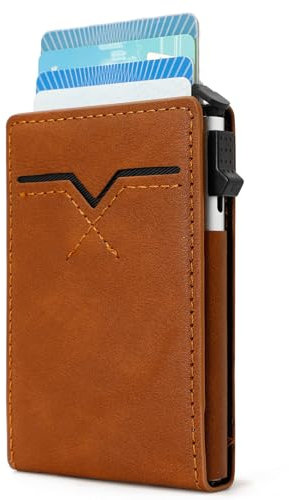 Valveric Magsafe Smart Wallet – Portmonee Herren mit RFID-Schutz, Magnetische Slim Geldbörse mit 8 Kartenfächern, kompatibel mit iPhone 16/15/14/13/12, Kartenetui aus Leder, Wallets for Men – Braun