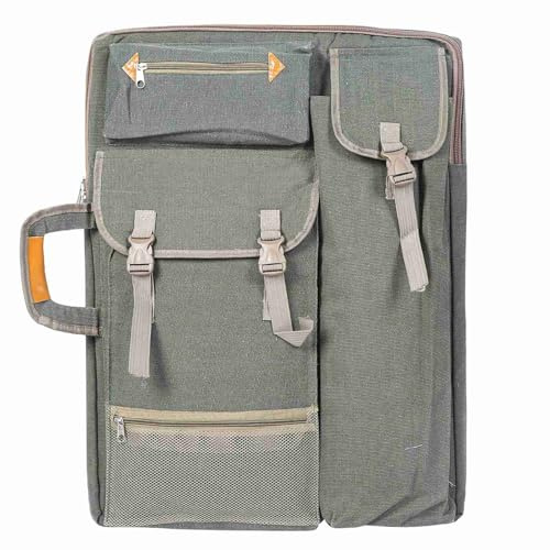 PORTABLICHE ART PORTFOLIO CASE, größere Kapazitäts -Leinwand -Skizzen -Taschen -Kunst -Rucksack für das Poster -Board -Projekt Zeichnung 66 x 50 cm (Rauchgrau)