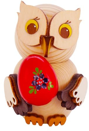 Kuhnert - Dekoration/Holzfigur - Mini Eule mit Osterei - Größe: ca. 7cm - Made in Germany