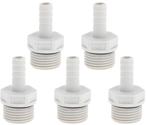 Hihaha Conector Recto de Tubería de Rosca Macho 1/2 G para Manguera de Plástico de 5/16 Gris Blanco 5 Unidades