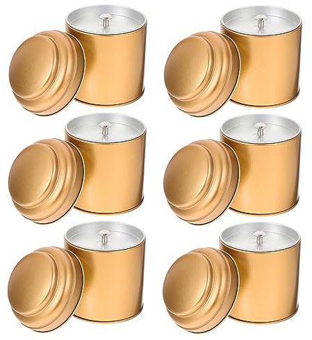 UKCOCO Juego De 6 Latas Para Té a Granel Doble Tapa, Hojalata Metálica, Color Rosa Dorado Mate, Botes Herméticos Para Hojas Sueltas y Bolsitas De Té, Almacenamiento Multiusos Para Cocina y Regalos