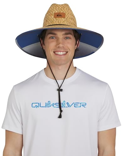 Quiksilver Wide Brim Outdoor Sun Protection Lifeguard Straw Sombrero para el Sol, Azul Mónaco, S/M para Hombre