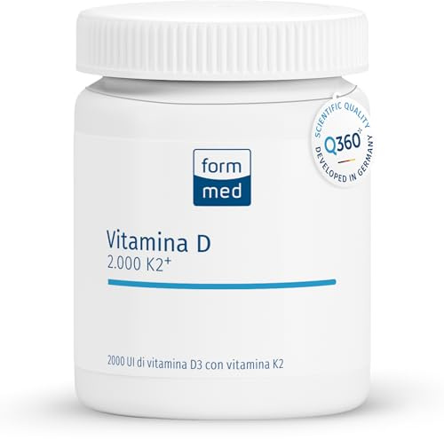FormMed Vitamina D 2.000 K2+ | 90 capsule – Qualità Scientifica – 2.000 UI di Vitamina D3 – per Ossa, Muscoli e Sistema Immunitario – Vegetariano e Ipoallergenico