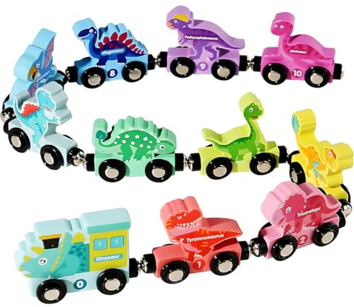 Montessori Spielzeug Ab 1 2 3 Jahr, Digitaler Magnetzug Mit 11 Wagen Dinosauriern, Geschenk Junge Mädchen 2-3-4 Jahre Kinderspielzeug, Spielzeug 2 Jahre Zahlen Lernspiel Geburtstag