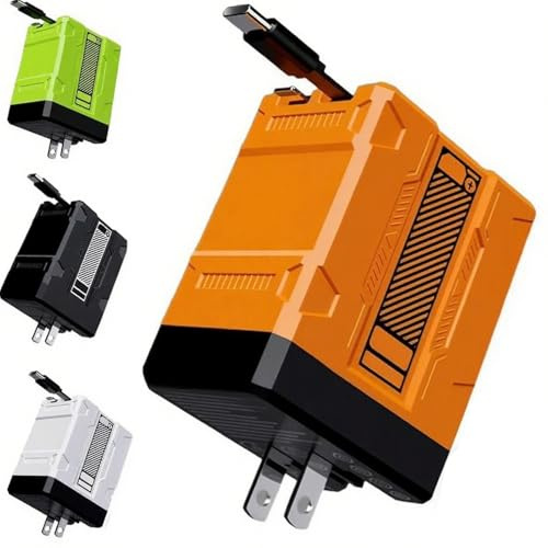 Gan Smart Charger, 2-in-1 Gan 120w Fast Charger(Type C/L), 2 in 1 Gan Charger, Retractable Wall, All in 1 Foldable Plug for Most Models, Fast Charging Power Adapter for Smartphone (Orange)