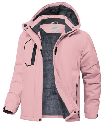 Zoofly Giacca Invernale Bambini Giacca da Neve Ragazze in Pelo Caldo Giacca da Sci Impermeabile con Cappuccio XS(4-5) Rosa