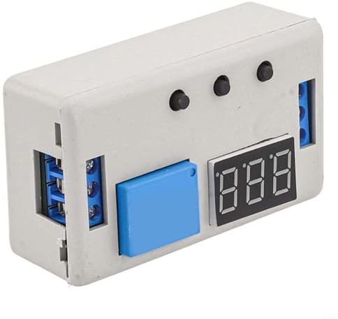 Temporizador de 12V para relé de 0,1 s a 999 min de retardo digital para relé con pantalla LED, encendido y apagado de 50 mA para relé para automatización industrial, color blanco