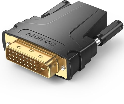 Vancle Adaptador DVI a HDMI, Bidireccional, Interfaz Chapada En Oro, Salida de Audio y Vídeo Estable, 1080P 60Hz Adaptadors DVI a HDMI para Ordenadores, Proyectores, TV, PS3, Xbox One, etc (Negro)