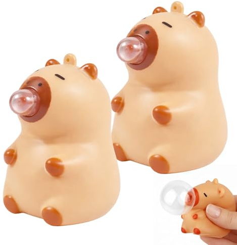 2 Stück Knautschball, Stressball, Capybara Squishy, Lustiger Stressball, Große Gelb-Braune Capybara