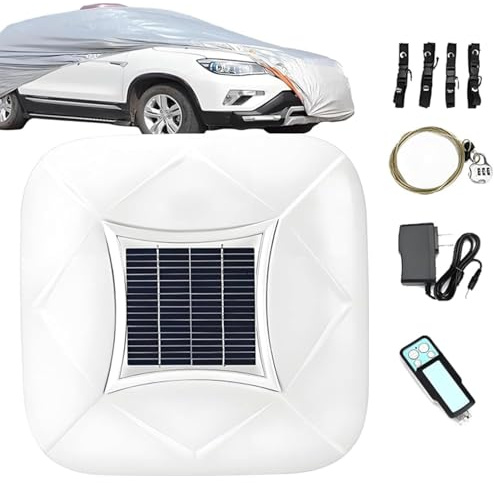 ZyKnaurral Housse De Voiture Extérieure Automatique avec Recharge Solaire, Télécommande Intelligente, Housse De Voiture électrique Rétractable avec Alarme Antivol White-YL