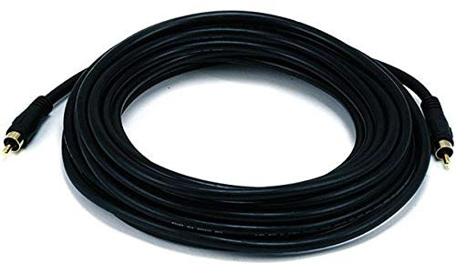 Monoprice Audio/Video Coaxial Cable - 25 Feet - Black | RCA Male/Male RG-59U 75ohm (for S/PDIF Digital Coax Subwoofer & Composite Video)
