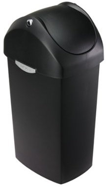 simplehuman CW1333 Poubelle à Couvercle basculant, Poubelle de Cuisine Bureau Entreprise Commerciale, Plastique Noir, 60 litres