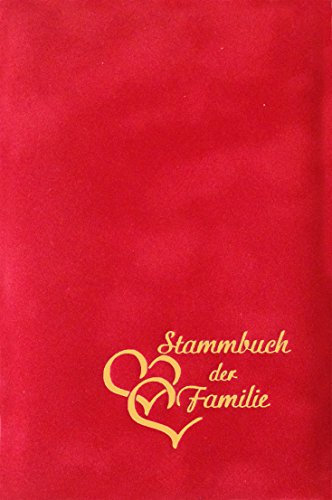 Stammbuch Herzen, Tomatenrot, Velours, Herzprägung Gold, Stammbuchformat