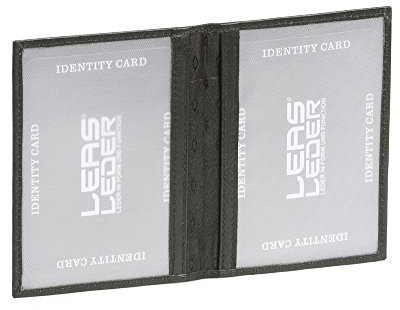 LEAS Schlanke Fahrzeugscheinhülle für Zulassungsbescheinigung Ausweismappe- & -hülle mit 2 Sichtfenstern Echt-Leder, schwarz