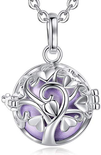 EUDORA Harmony Ball Collier Bola de Grossesse Arbre de Vie avec Mexique Maternité Pendentif Musique Carillon Boule pour Enceinte mère bébé Cadeau, chaîne de 76 cm + 114 cm