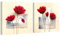 Wieco Art - Charming Spring Large Modern 2 Panels Gallery Wrapped Giclee Canvas Prints Abstract Floral Oil Paintings Style Pictures on Canvas Wall Art for Living Room Kitchen Home Decorations