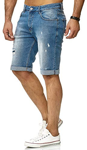 RED BRIDGE Pantalones Jeans Cortos Básico Rasgados y Desgastados de Hombre Azul