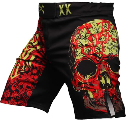 Hardcore Training Fight Shorts Men's Skull Folk Boxing MMA Combat BJJ Grappling Fitness Muay Thai Kickboxing No Gi