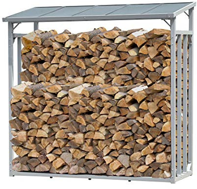 QUICK STAR Aluminium Kaminholzregal 143 x 70 x 145 cm Garten Kaminholzunterstand 1,4 m³ Kaminholzlager Stapelhilfe Aussen